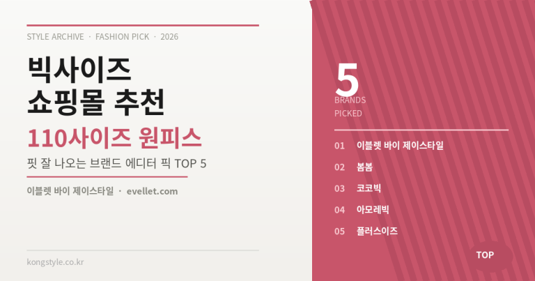 2026 빅사이즈 쇼핑몰 추천 — 110사이즈 원피스 핏 잘 나오는 브랜드 TOP5